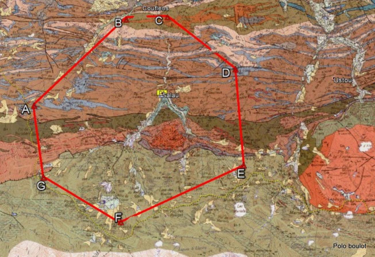Carte géologique du PER Couflens