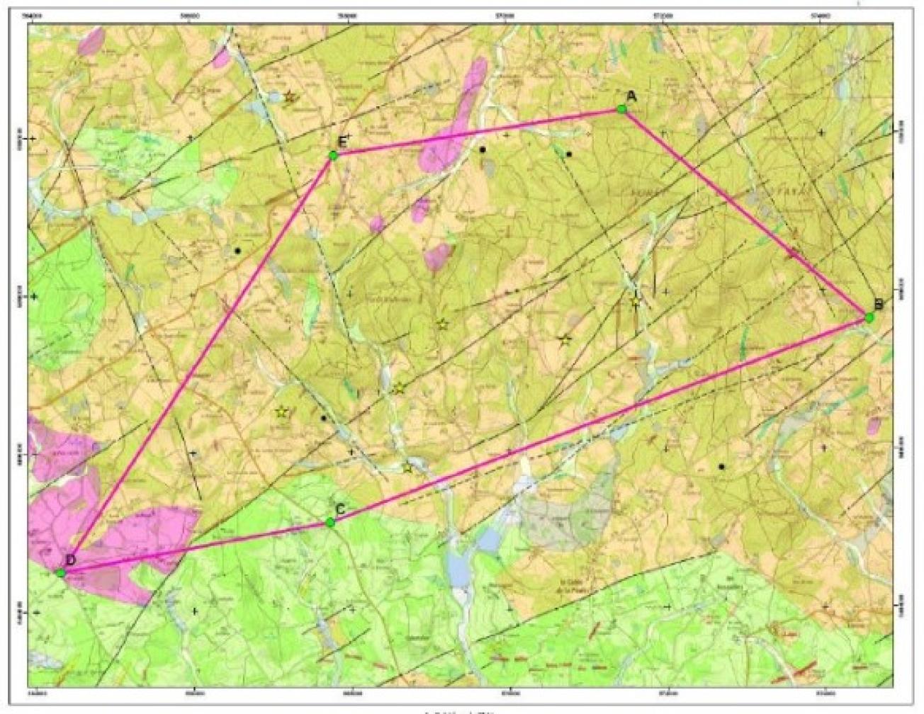 Localisation du PER Fayat sur fond de carte géologique