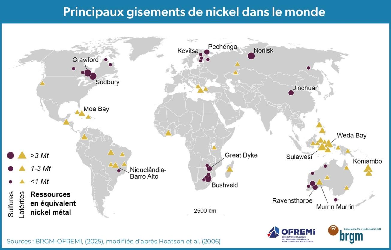 Principaux gisements de nickel dans le monde