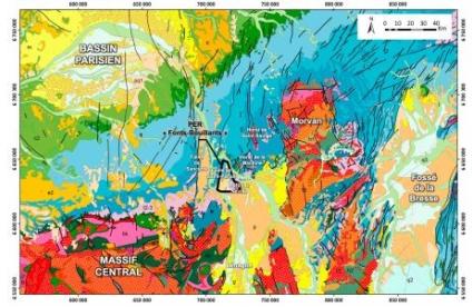 Localisation du permis sur la carte géologique régionale