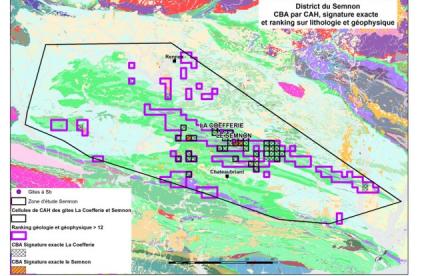 Favorabilité pour Au-Sb du district du Semnon