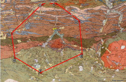 Carte géologique du permis exclusif de recherches "Couflens"