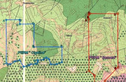 Carte géologiques des PER "Bernard" et "Cigaline" - - Carte géologiques des PER "Bernard" et "Cigaline"
