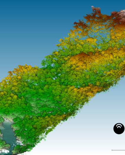 Nuage de points 3D acquis dans le cadre d'une couverture Lidar par drone