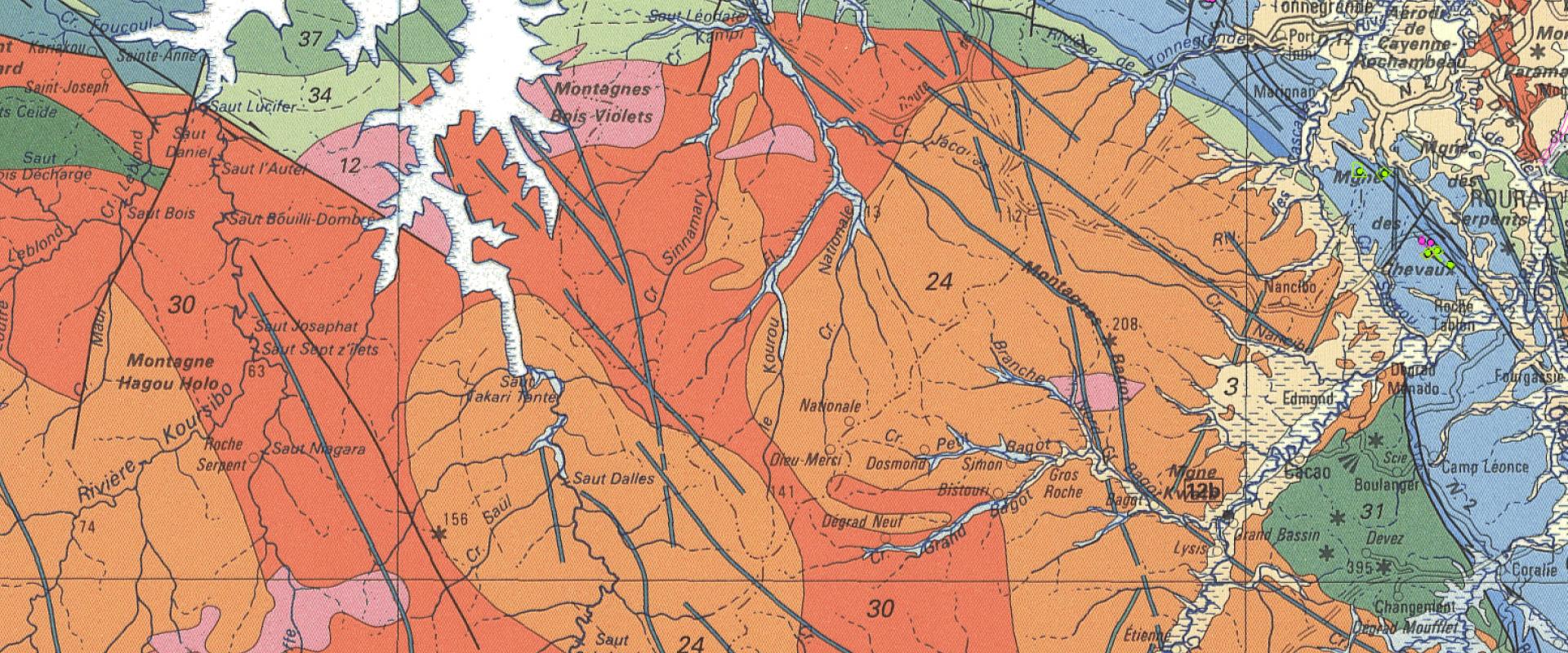 Carte géologique de la Guyane  © BRGM