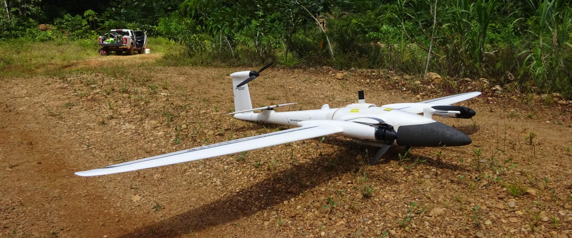 Drone Quantum Trinity F90+ avant décollage (Guyane)