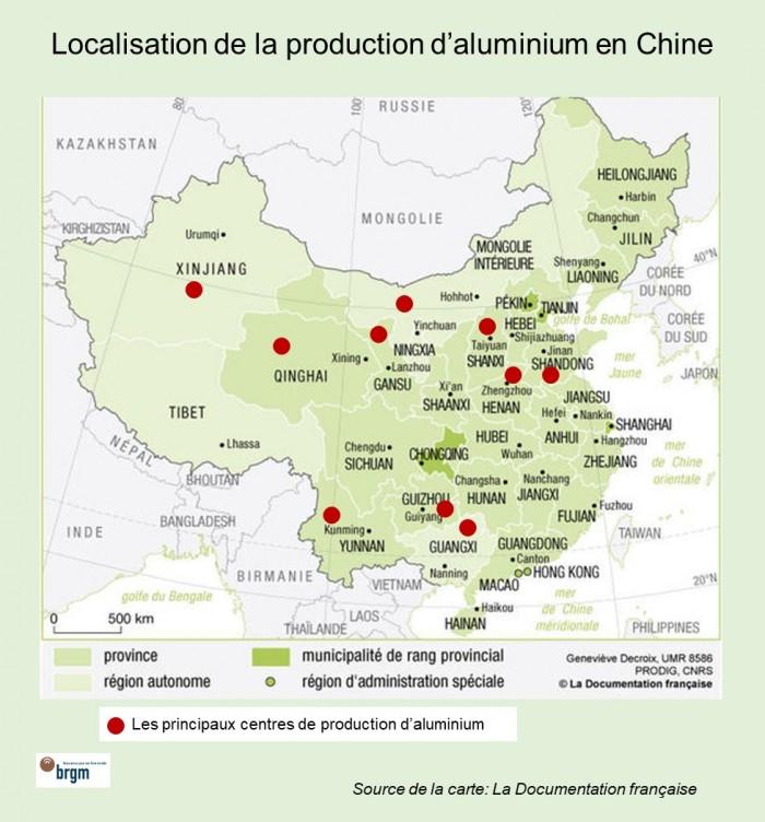 Localisation de la production d'aluminium en Chine