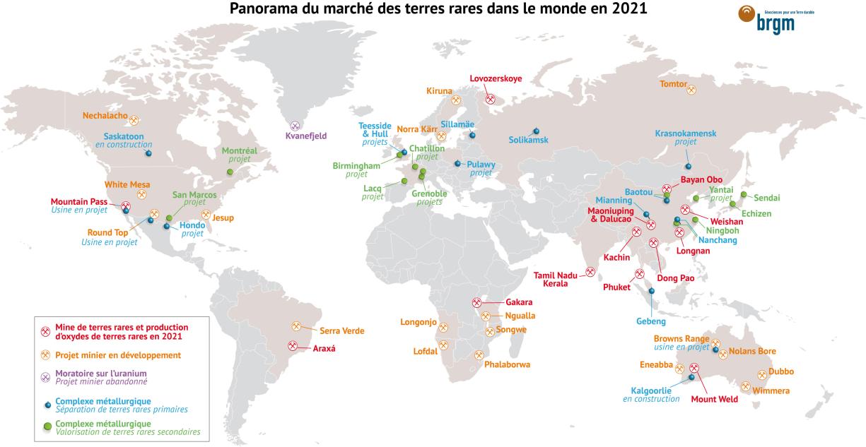 Panorama du marché des terres rares dans le monde en 2021