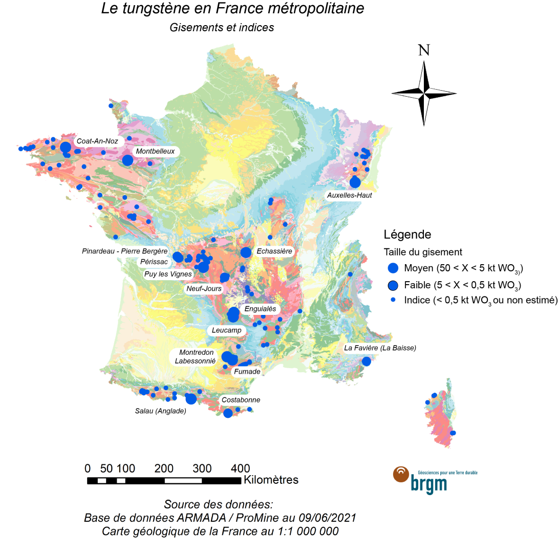 Le tungstène en France métropolitaine : gîtes et indices