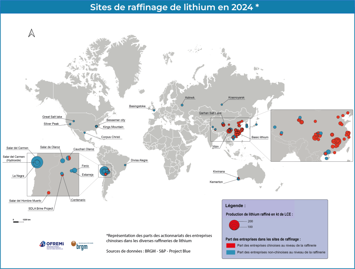 Sites de raffinage de lithium en 2024
