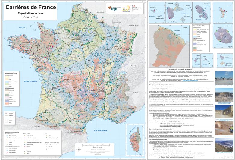 Carte des carrières de France (octobre 2020) - MTE-BRGM-SIM Carte des carrières de France (octobre 2020)