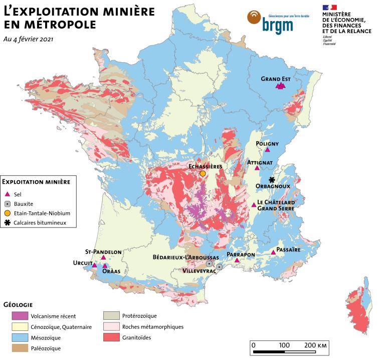 Mines en exploitation en France métropolitaine - BRGM-MTE Mines en exploitation en France métropolitaine