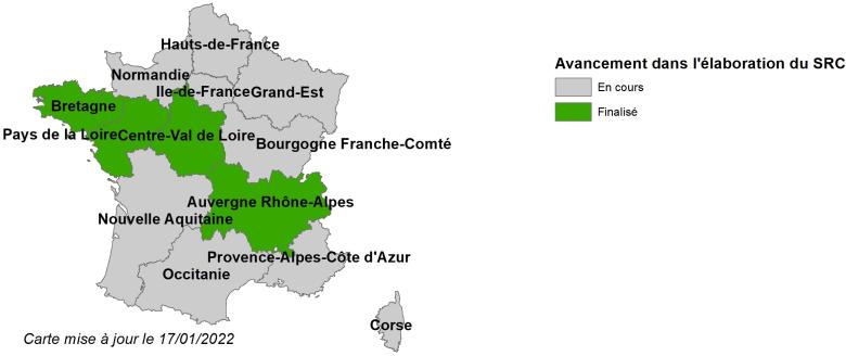 Avancement dans l'élaboration des SRC au 17/01/2022 - BRGM Avancement dans l'élaboration des SRC au 17/01/2022