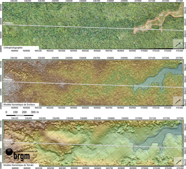 Orthophotographie, Modèle Numérique de Surface (MNS) et Modèle Numérique de Terrain (MNT) en Guyane